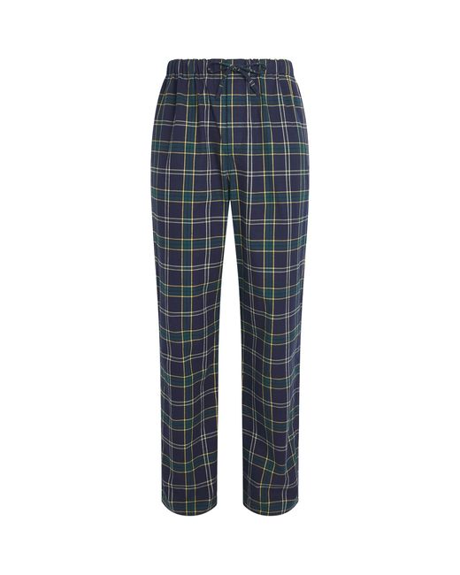 Harrods Blue Cotton Tartan Pyjama Trousers for men