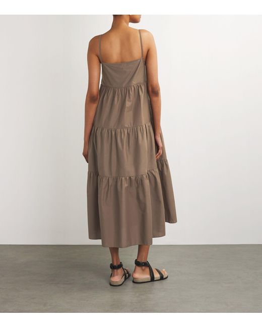 Matteau Brown Voluminous Tiered Midi Dress