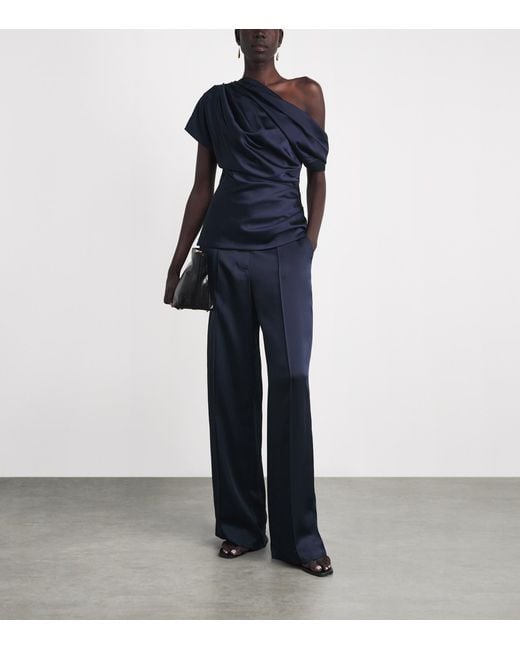Jonathan Simkhai Blue Phoebe Off-Shoulder Top