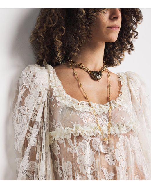 Chloé Metallic Victorian Pendant Necklace