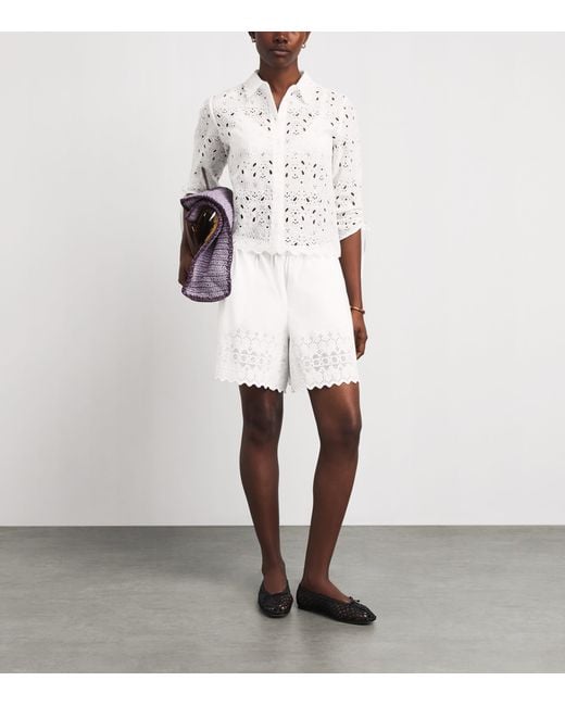 FRAME White The Paisley Eyelet Cinch Sleeve Shirt