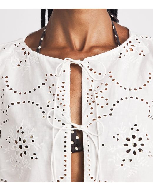 Matteau White Broderie Anglais Sleeveless Blouse