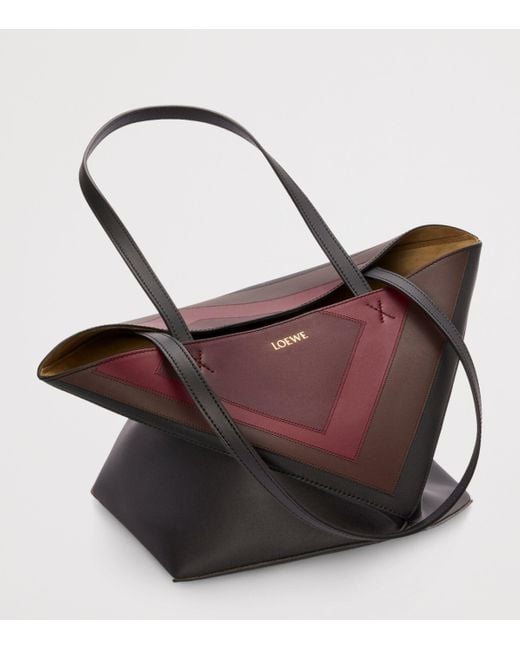 Loewe Purple X Albers Medium Leather Puzzle Fold Tote Bag