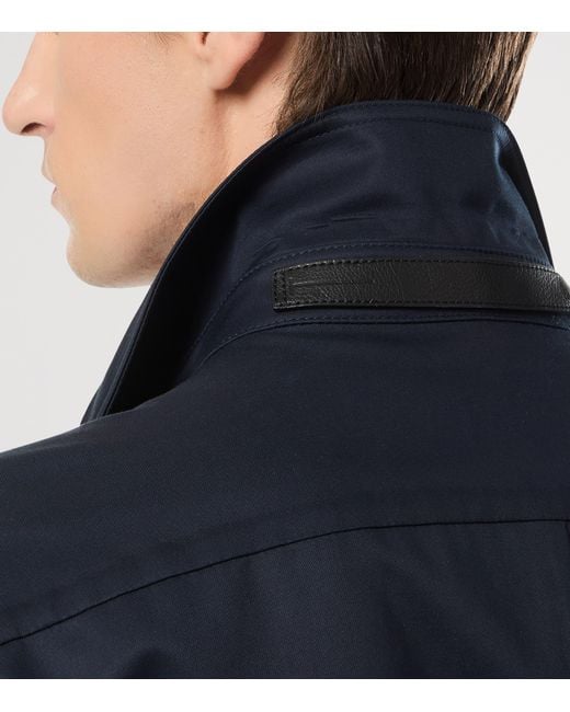 Tom Ford Blue Leather-Trim Overshirt for men