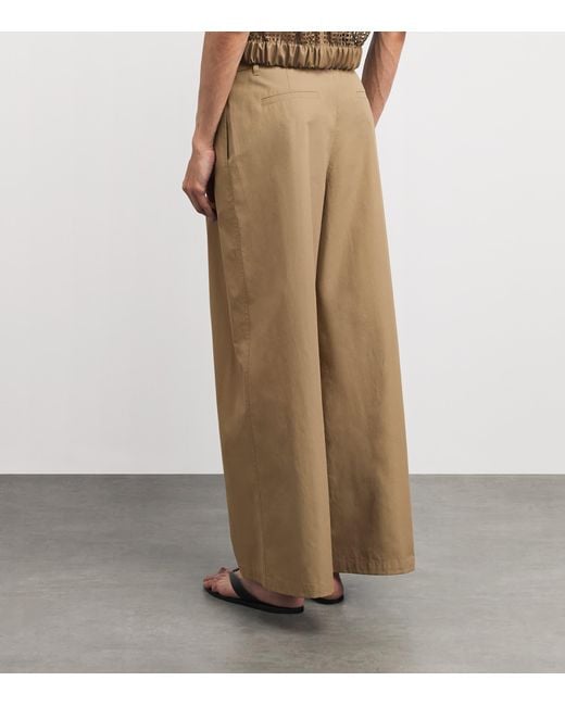 Lafayette 148 New York Natural Cotton Plated Wide-Leg Trousers