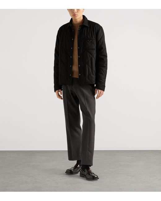 Prada Black Cashmere Padded Overshirt for men