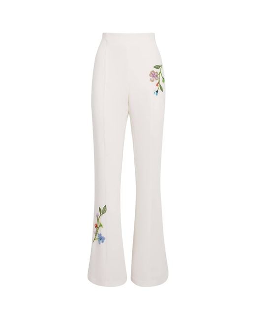 Cinq À Sept White Floral Vine Kailyn Flared Trousers