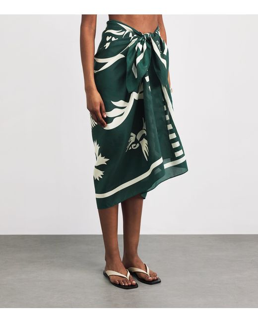 Eres Green Silk-Cotton Mandapa Sarong