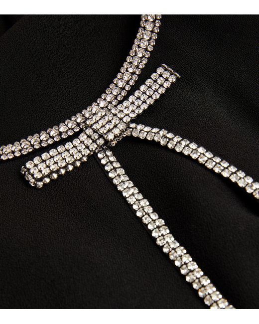Self-Portrait Black Diamanté-detail Midi Dress