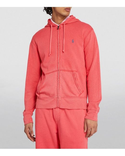 Polo Ralph Lauren Red Cotton Zip-Up Hoodie for men