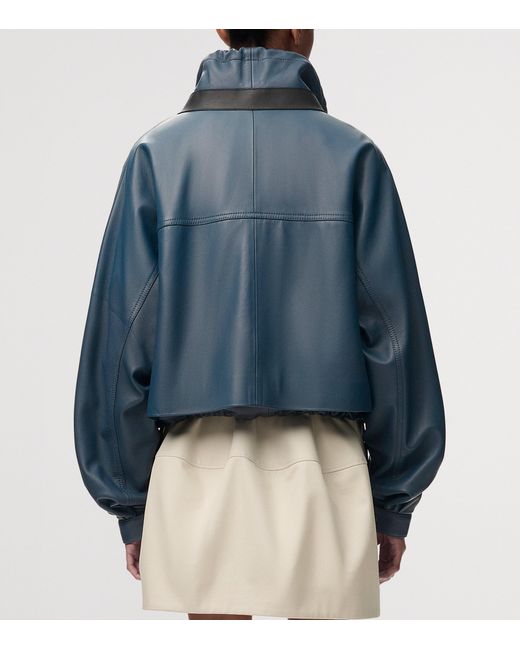 Loewe Blue Lambskin Bomber Jacket