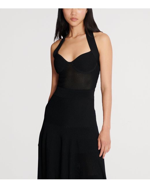 Balmain Knitted Halterneck Midi Dress in Black | Lyst Balmain Knitted Halterneck Midi Dress in Black | Lyst