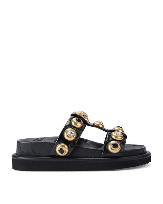 Kurt Geiger Black Leather Slides Orson