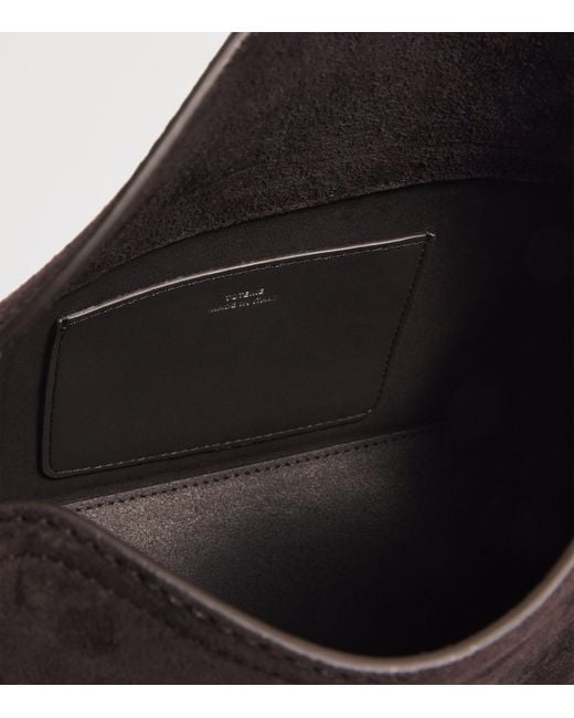Totême Black Suede T-Lock Clutch Bag