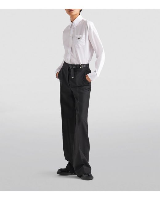 Prada White Cotton Poplin Logo Shirt