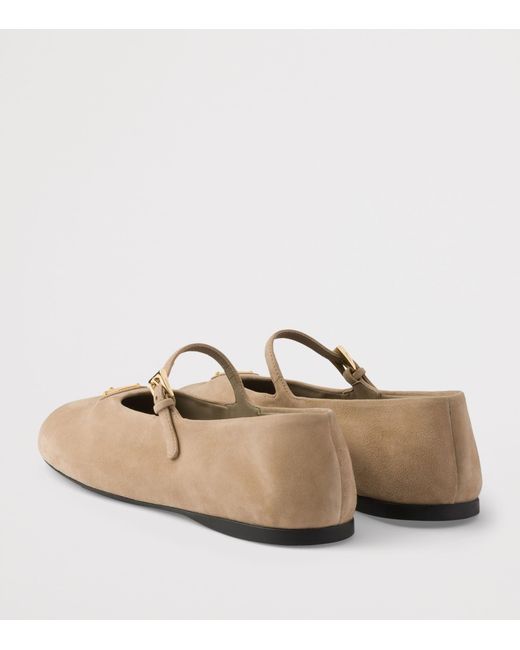 Prada Natural Suede Ballet Flats