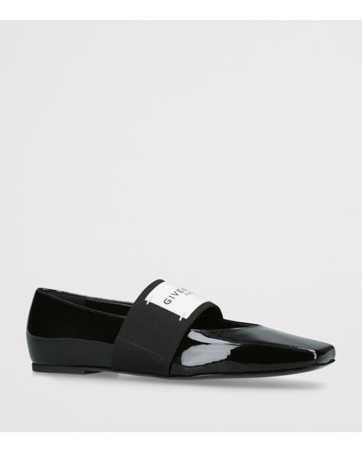Givenchy Black Leather Squared Toe Ballet Flats
