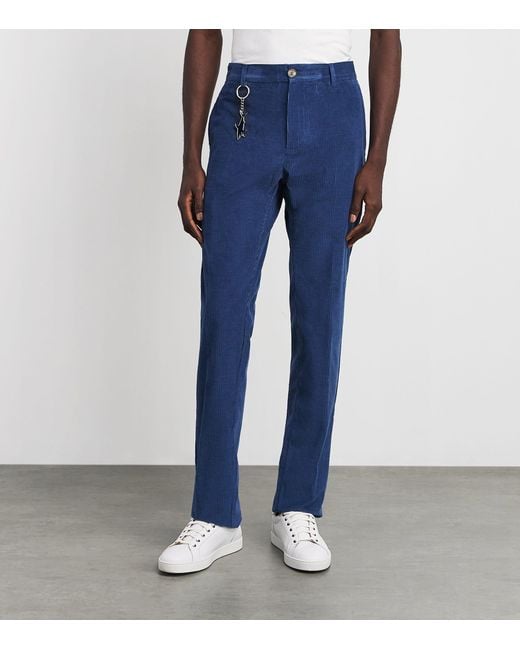 Paul & Shark Blue Cotton-Cashmere Corduroy Trousers for men