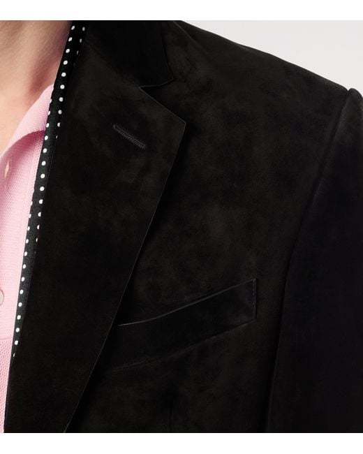 Tom Ford Black Suede Single-Breasted Blazer for men