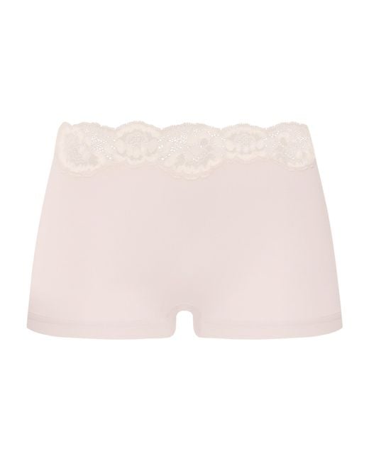 Hanro Natural Lace-Trim Dana Boy Shorts