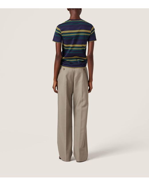 Miu Miu Blue Cotton Striped T-Shirt