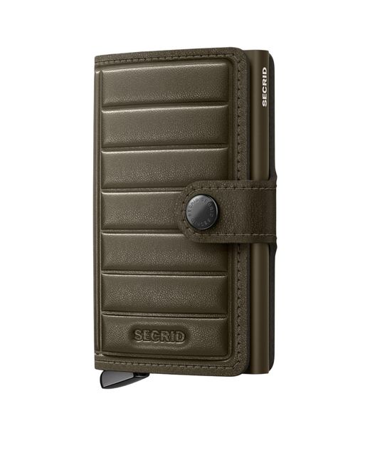 Secrid Green Leather Embossed Lines Miniwallet