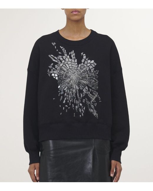 Alexander McQueen Black Cotton Embroidered Smashed Glass Sweatshirt