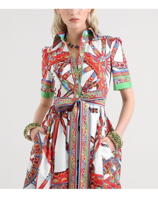 Dolce & Gabbana Red Silk Carretto Shirt Dress