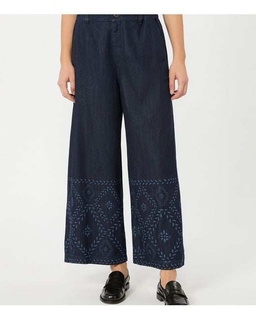 Weekend by Maxmara Blue Printed Wide-Leg Jeans