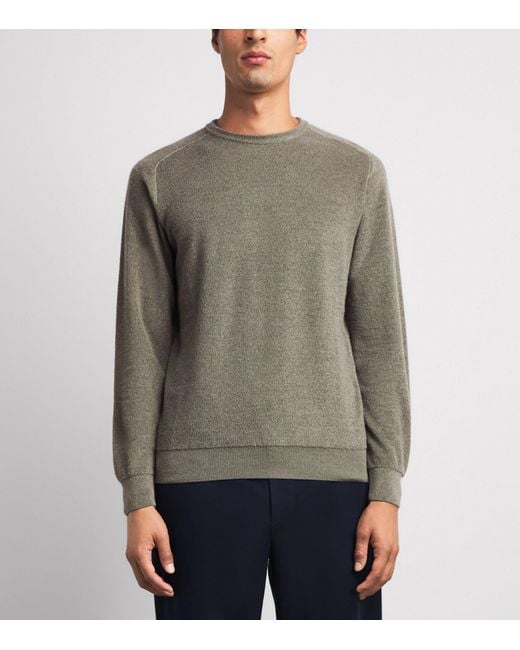 Colombo Gray Cashmere-Aloe Crew-Neck Sweater for men