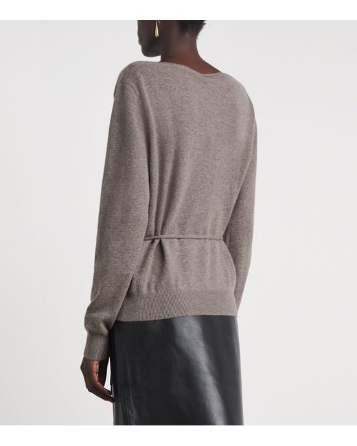 St. Agni Brown Cashmere Belted Asymmetrical Cardigan