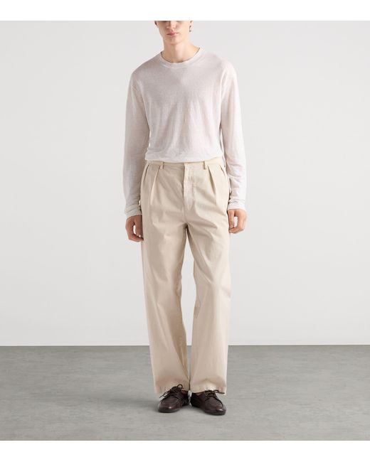 Prada Natural Cotton Wide-Leg Trousers for men