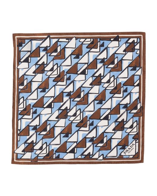 Prada Blue Silk Triangle Print Scarf