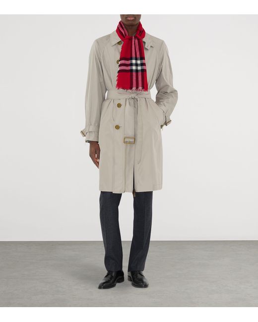 Burberry Red Wool Wide Check Scarf