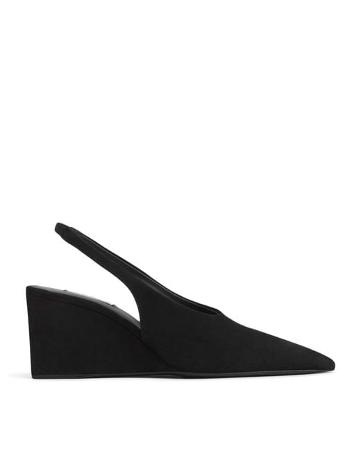 Alaïa Black Suede Cube Slingback Wedges 75