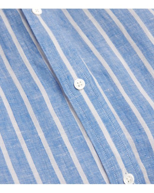 Polo Ralph Lauren Blue Linen Belted Striped Shirt Dress