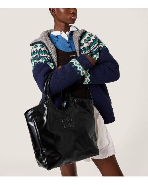Miu Miu Black Leather Ivy Top-Handle Bag