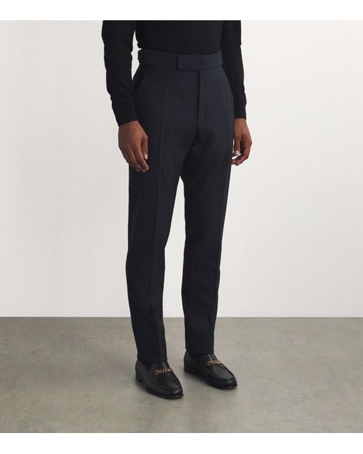 Tom Ford Blue Herringbone Stripe Atticus 2-Piece Suit for men