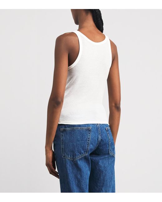 Skims White Semi-Sheer Ribbed Tank Top