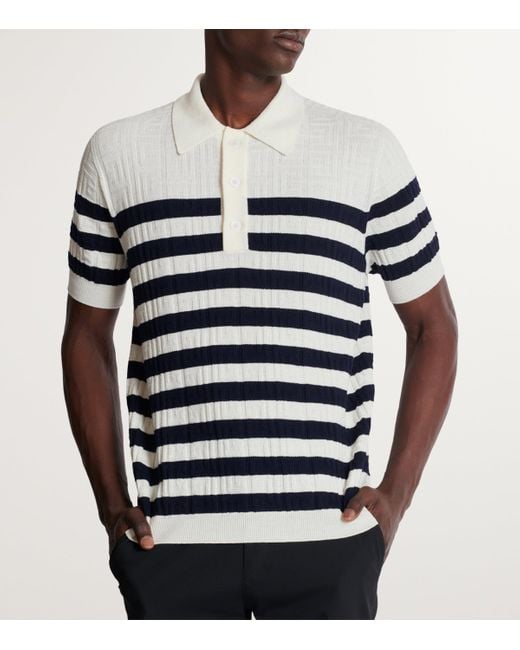 Balmain White Virgin Wool Monogram Polo Shirt for men