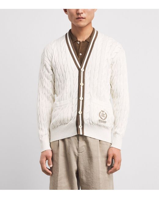 Ralph Lauren White X Wimbledon Cotton-Blend Cable-Knit Cardigan for men