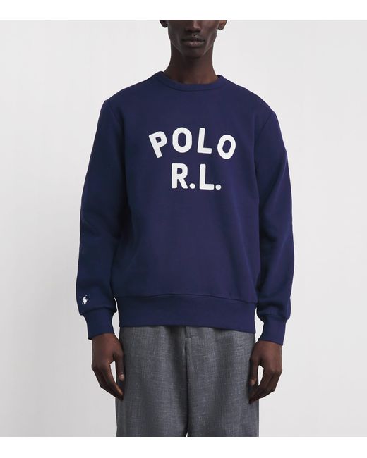 Polo Ralph Lauren Blue Cotton-Blend Logo Sweatshirt for men