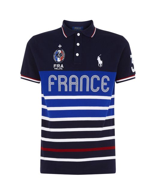 Polo Ralph Lauren Blue Custom Slim Fit France Polo Shirt for men