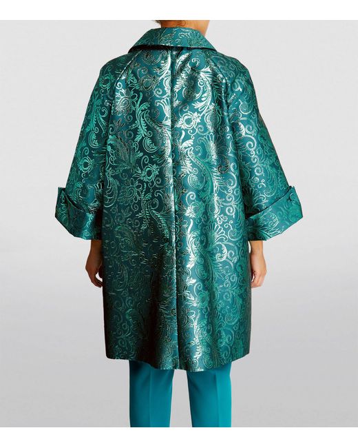Marina Rinaldi Green Paisley Print Overcoat