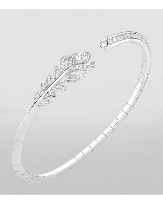 Boucheron White And Diamond Plume De Paon Bracelet