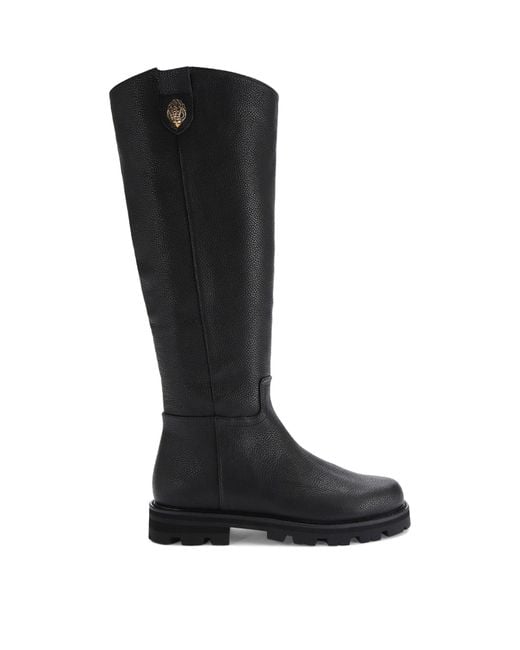 Kurt Geiger Black Leather Carnaby Knee-high Boots