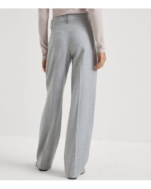 Brunello Cucinelli Gray Linen-wool Tailored Trousers