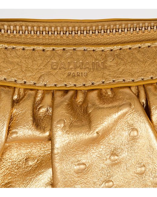 Balmain Metallic Mini Leather Ebene Top-Handle Bag