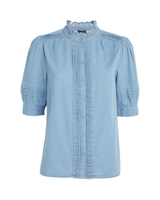 ME+EM Blue Cotton Chambray Blouse