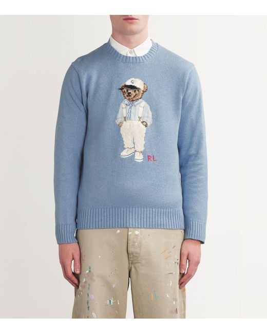 Polo Ralph Lauren Blue Cotton Polo Bear Sweater for men